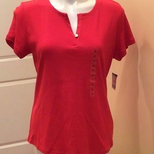 Anne Klein sport short sleeves basic top red